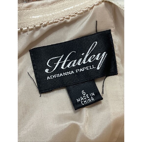 Hailey by Adrianna Papell Embellished Tulle Gown Sz 6 Champagne Prom Wedding - Picture 5 of 6